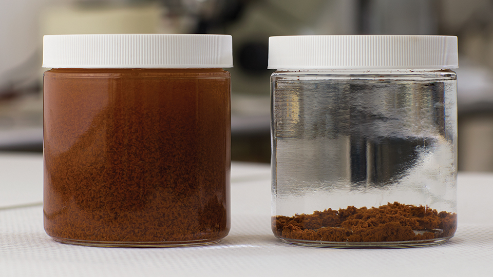 Untreated frac water (left) and treated with EOX (right)